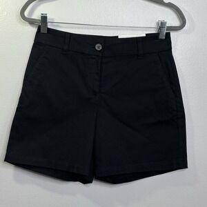 Loft Curvy Mid Rise 6" Black Shorts Size 0 NWT